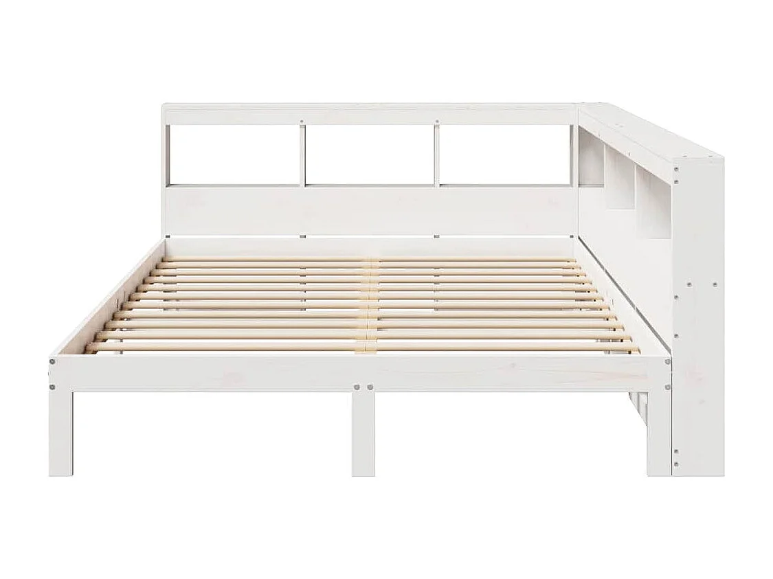 Lit bibliothèque sans matelas blanc 150x200 cm bois pin massif