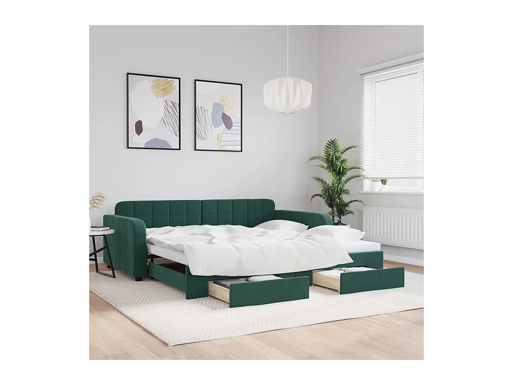 Dagbed met onderschuifbed en lades zonder matras 100x200 cm