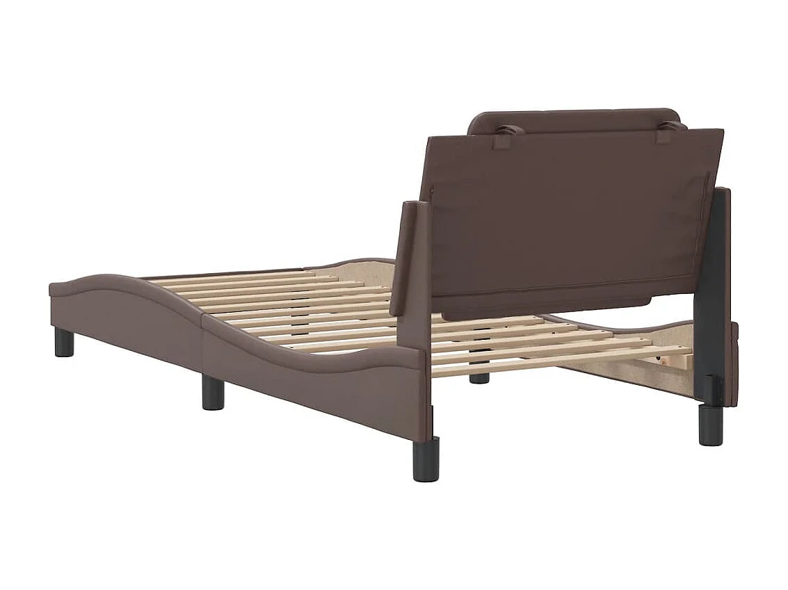 Estructura de cama marrón sin colchón 90x200 cm piel sintética