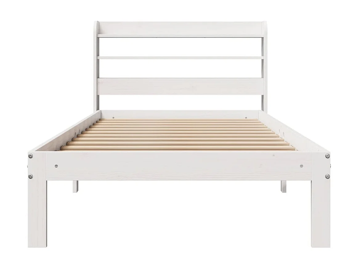 Bettgestell mit Kopfteil ohne Matratze weiß 75x190 cm
