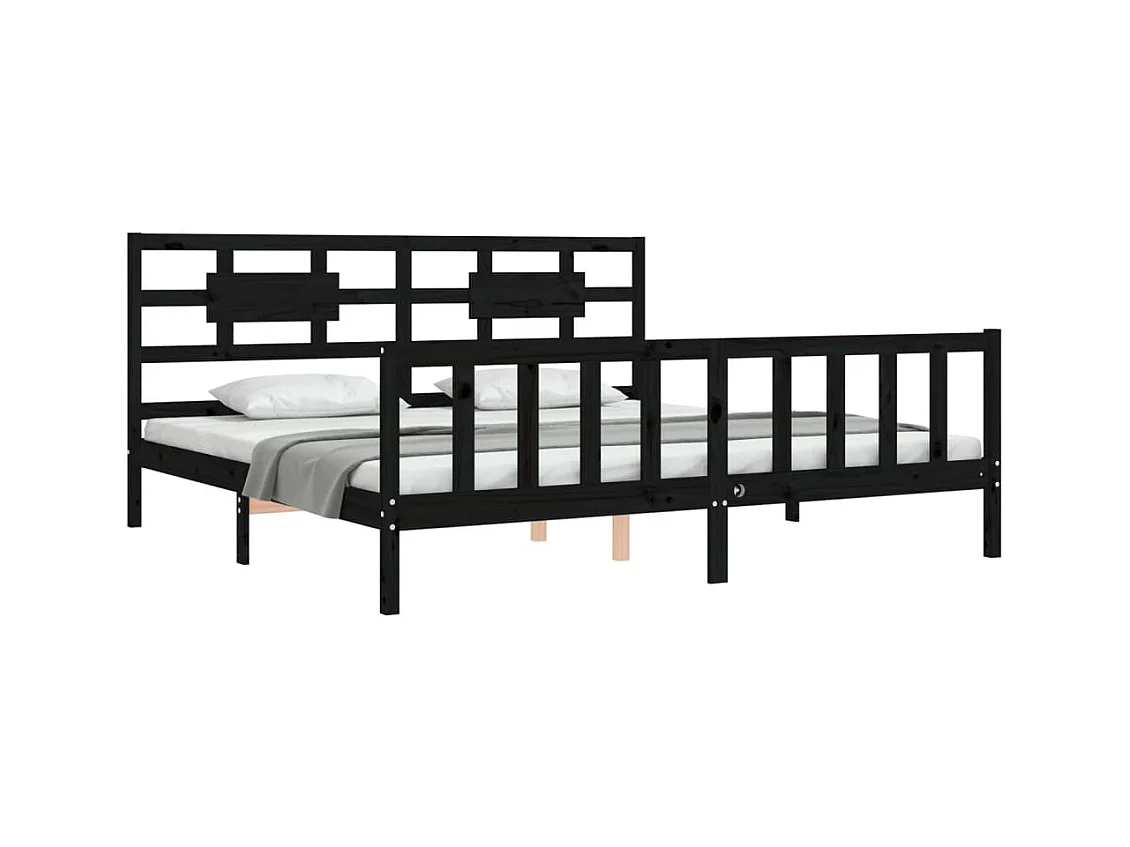 Struttura letto senza materasso nero 200x200 cm in legno massello di pino