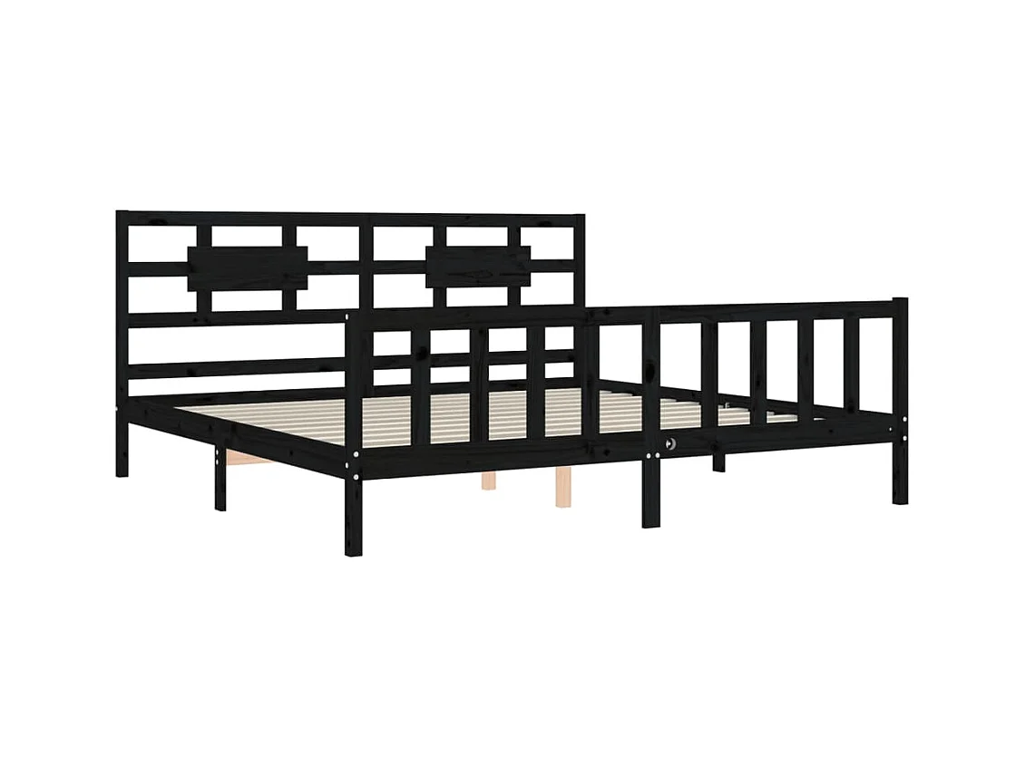 Struttura letto senza materasso nero 200x200 cm in legno massello di pino