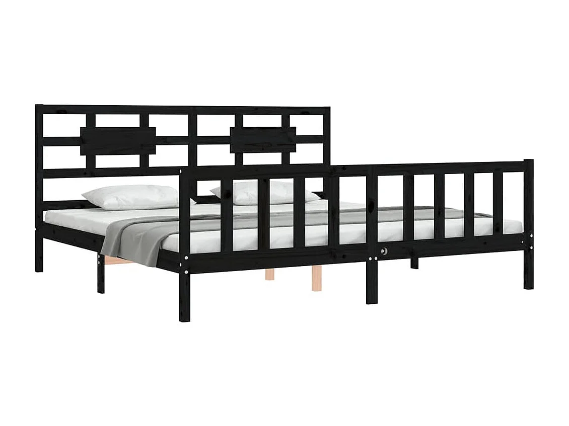 Struttura letto senza materasso nero 200x200 cm in legno massello di pino
