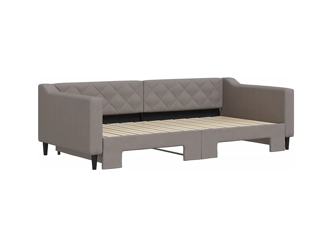 Dagbed met uitschuifbed taupe 100x200 cm stof