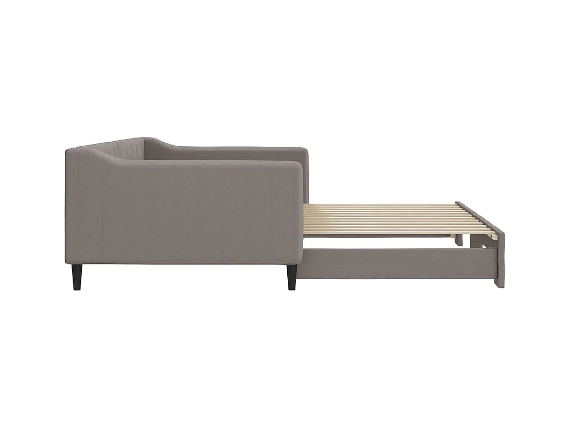 Dagbed met uitschuifbed taupe 100x200 cm stof