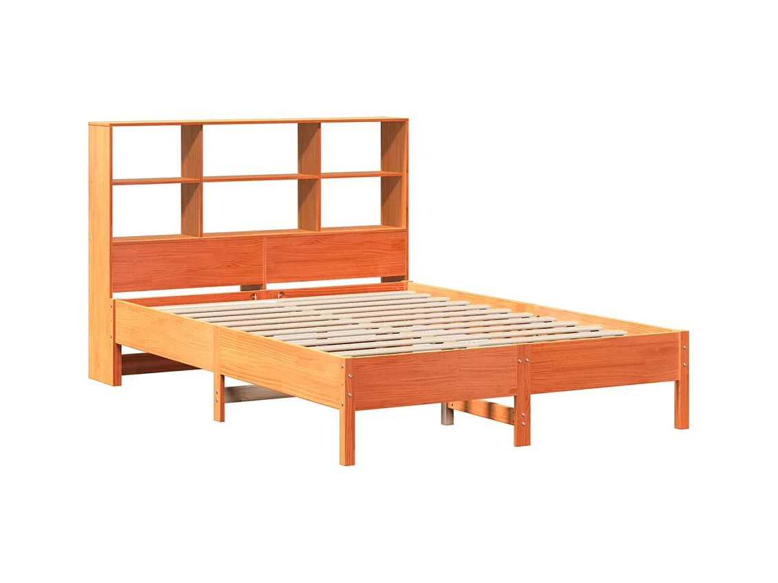 Boekenkastbed zonder matras, bruine was, 140x200 cm, massief grenen