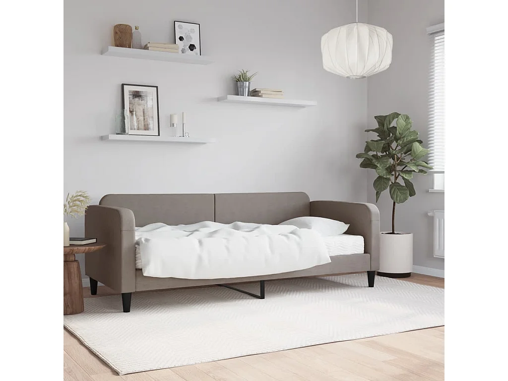 Lit de jour avec matelas taupe 80x200 cm tissu