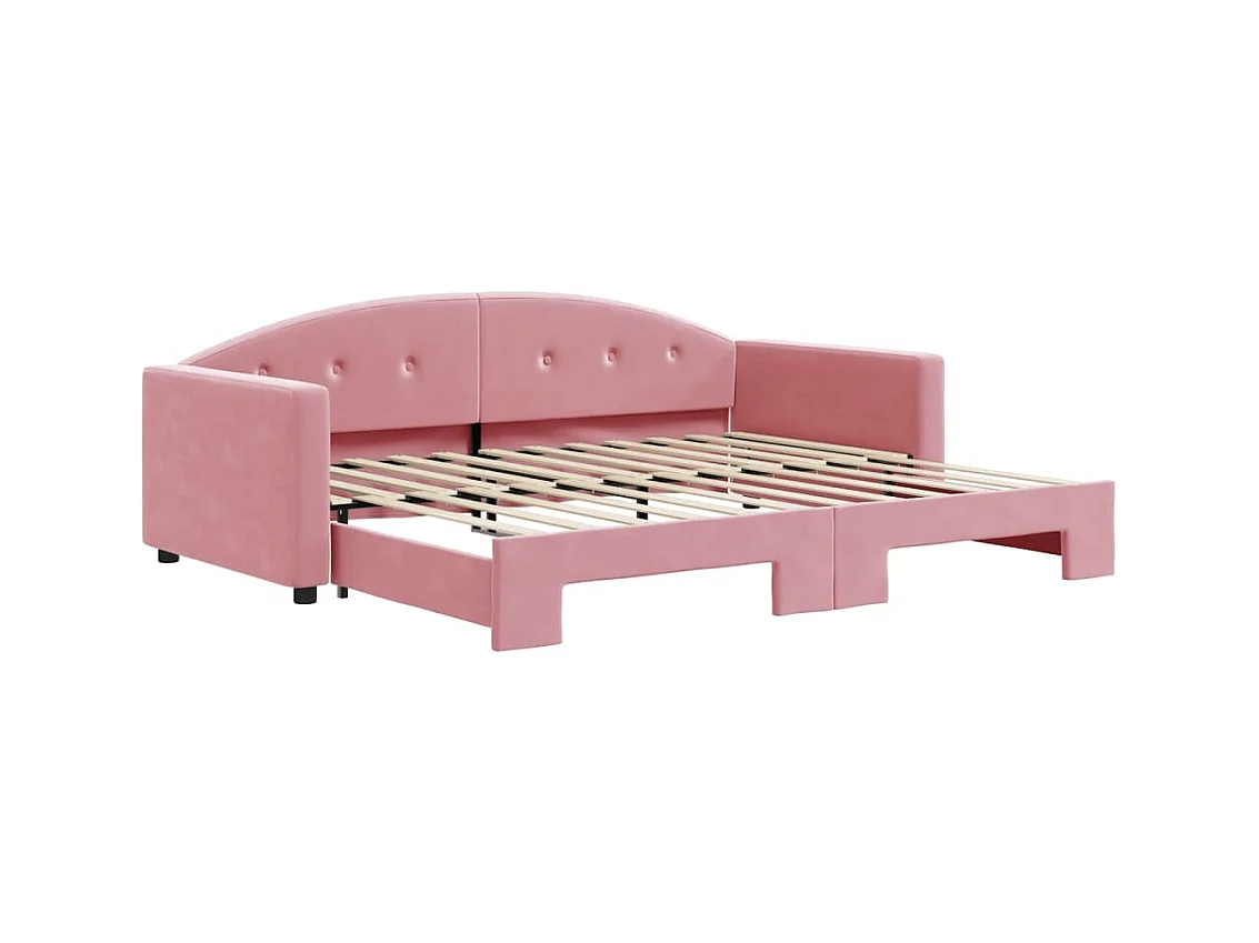 Tagesbett mit Ausziehbett ohne Matratze rosa 90x200 cm