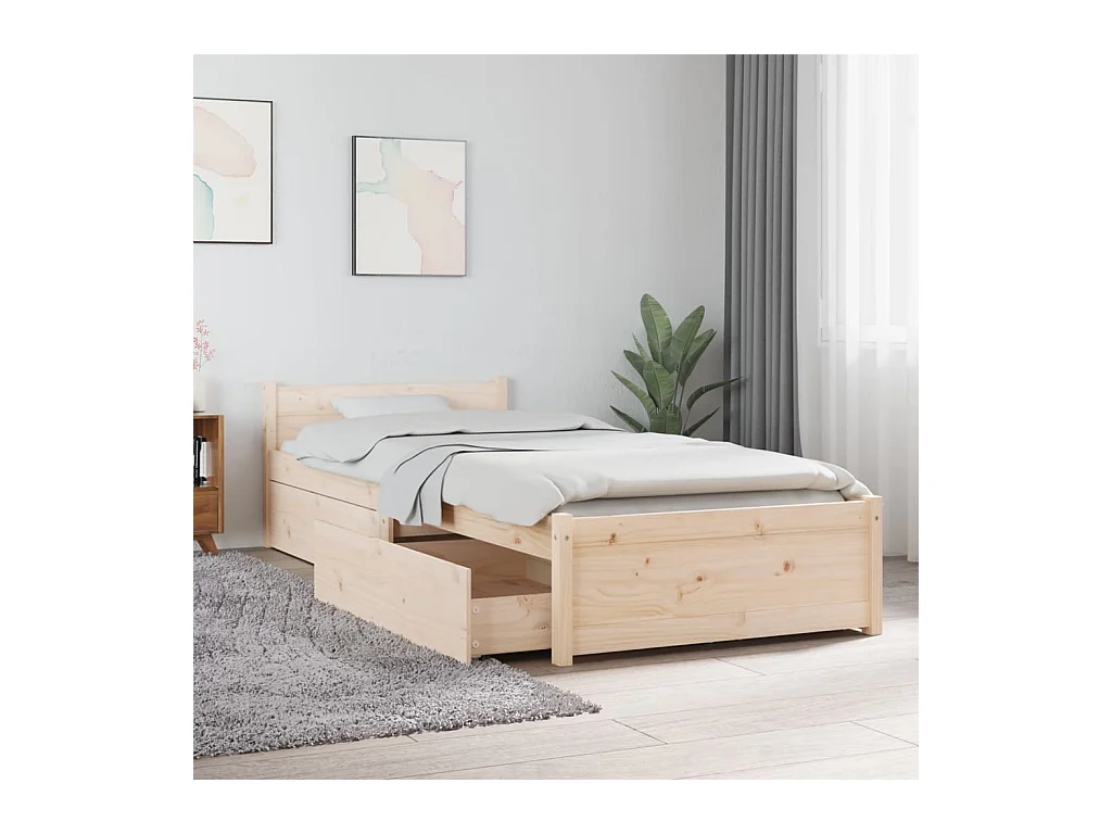 Cadre de lit sans matelas avec tiroirs