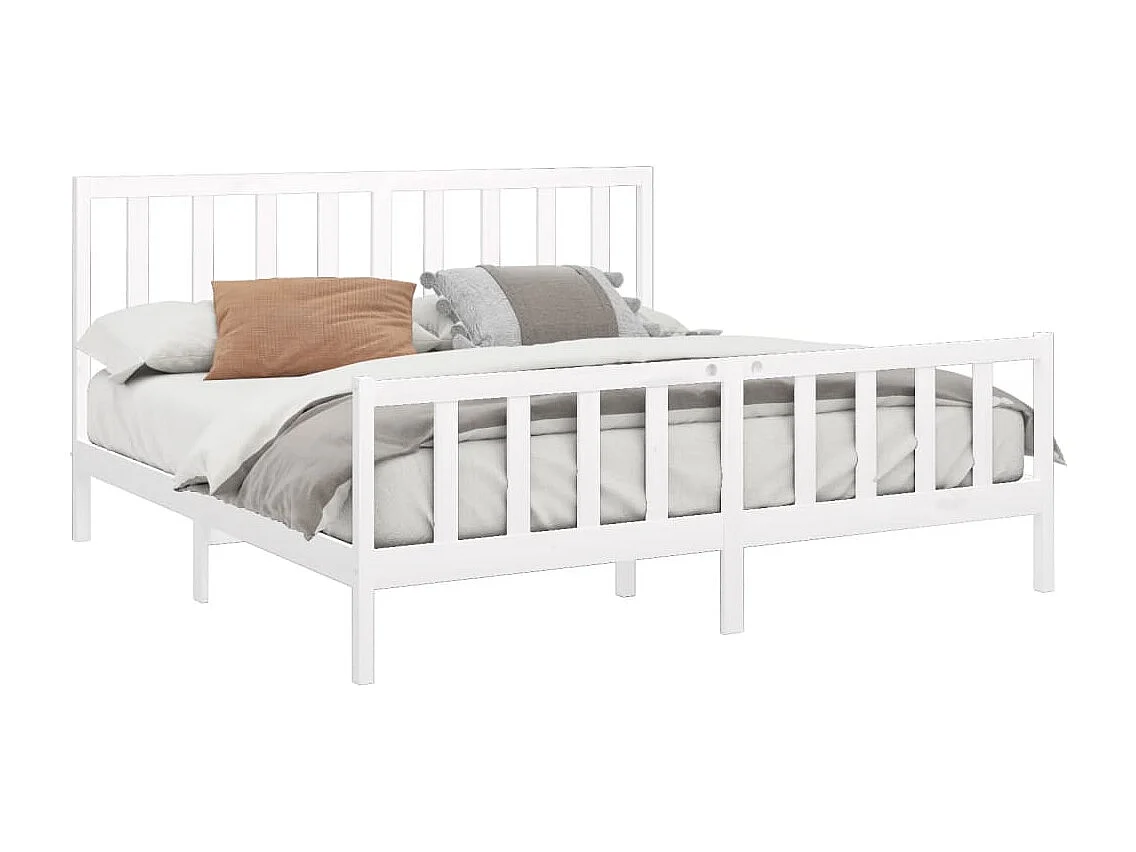 Bettgestell ohne Matratze weiß 200x200 cm Kiefer Massivholz