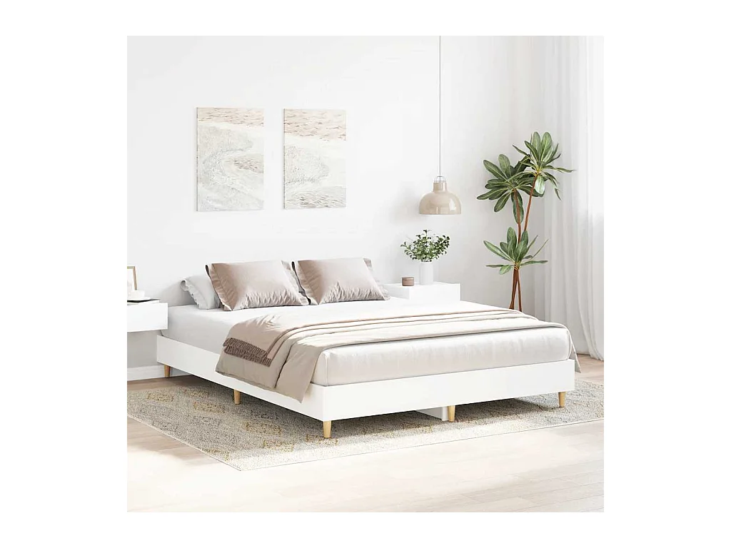 Struttura letto senza materasso bianco 150x200 cm in legno ingegnerizzato