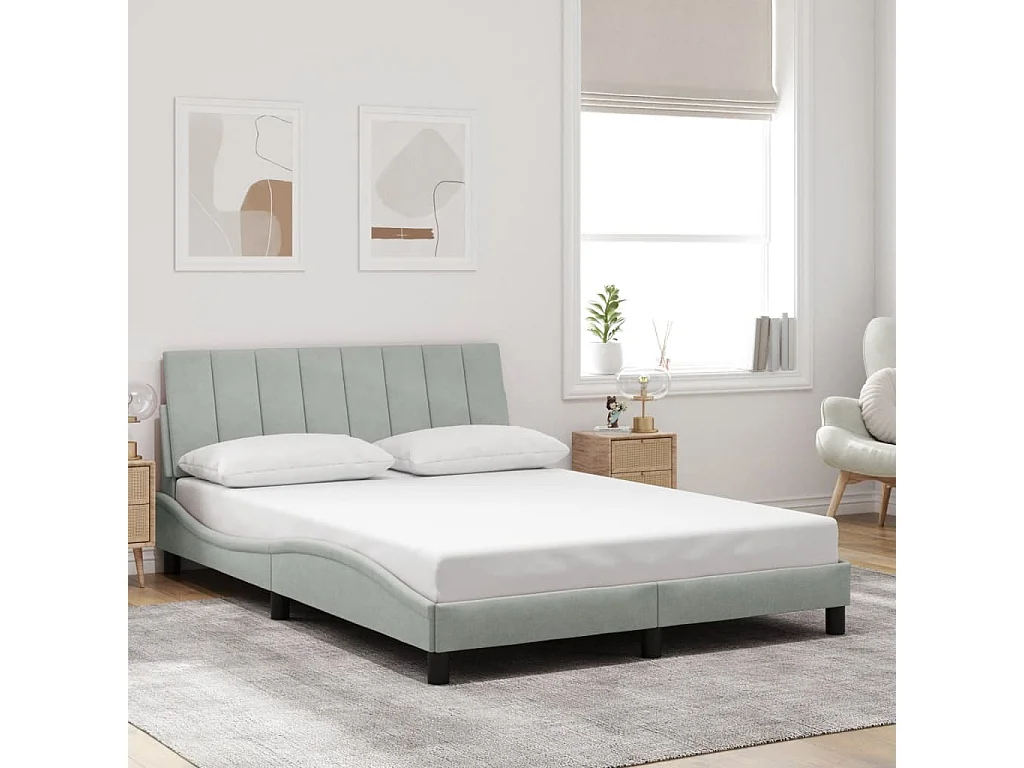 Estructura de cama sin colchón gris claro 120x200 cm terciopelo
