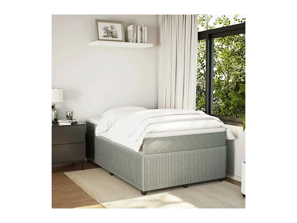 Somier de láminas gris claro y colchón de terciopelo 120x190cm