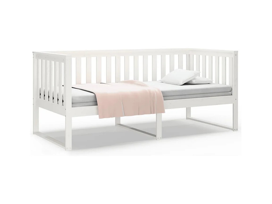 Divano letto senza materasso bianco 90x190 cm in legno massello di pino