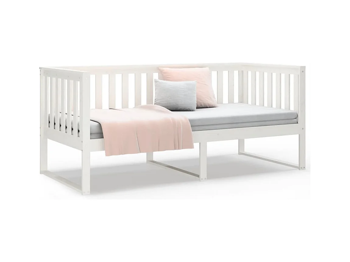 Divano letto senza materasso bianco 90x190 cm in legno massello di pino