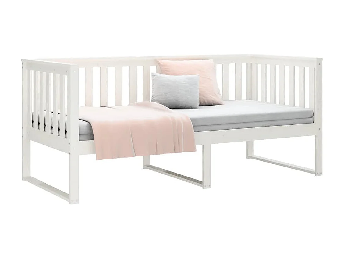 Divano letto senza materasso bianco 90x190 cm in legno massello di pino