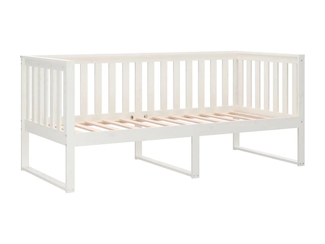 Divano letto senza materasso bianco 90x190 cm in legno massello di pino