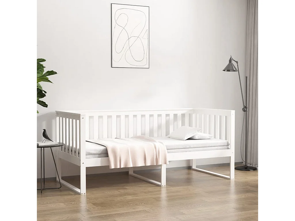 Lit de jour sans matelas blanc 90x190 cm bois de pin massif