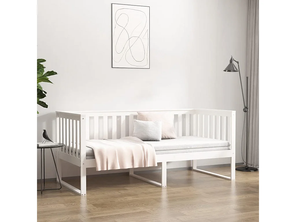 Lit de jour sans matelas blanc 90x190 cm bois de pin massif