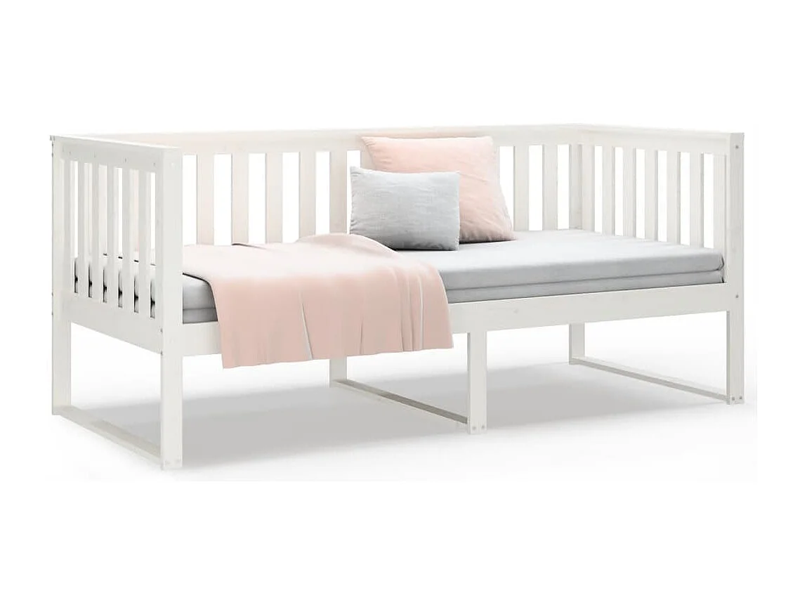 Lit de jour sans matelas blanc 90x190 cm bois de pin massif