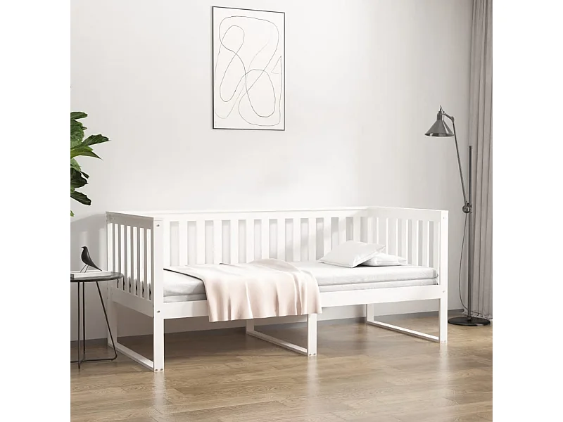 Lit de jour sans matelas blanc 90x190 cm bois de pin massif