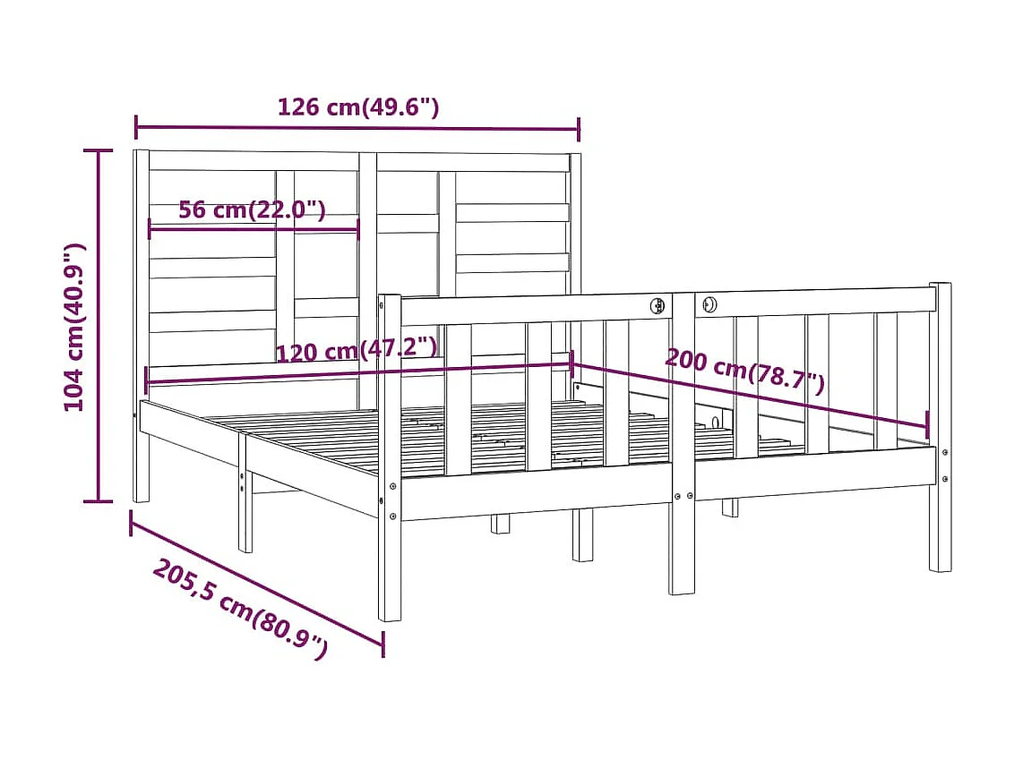 Bedframe zonder matras 120x200 cm massief grenenhout