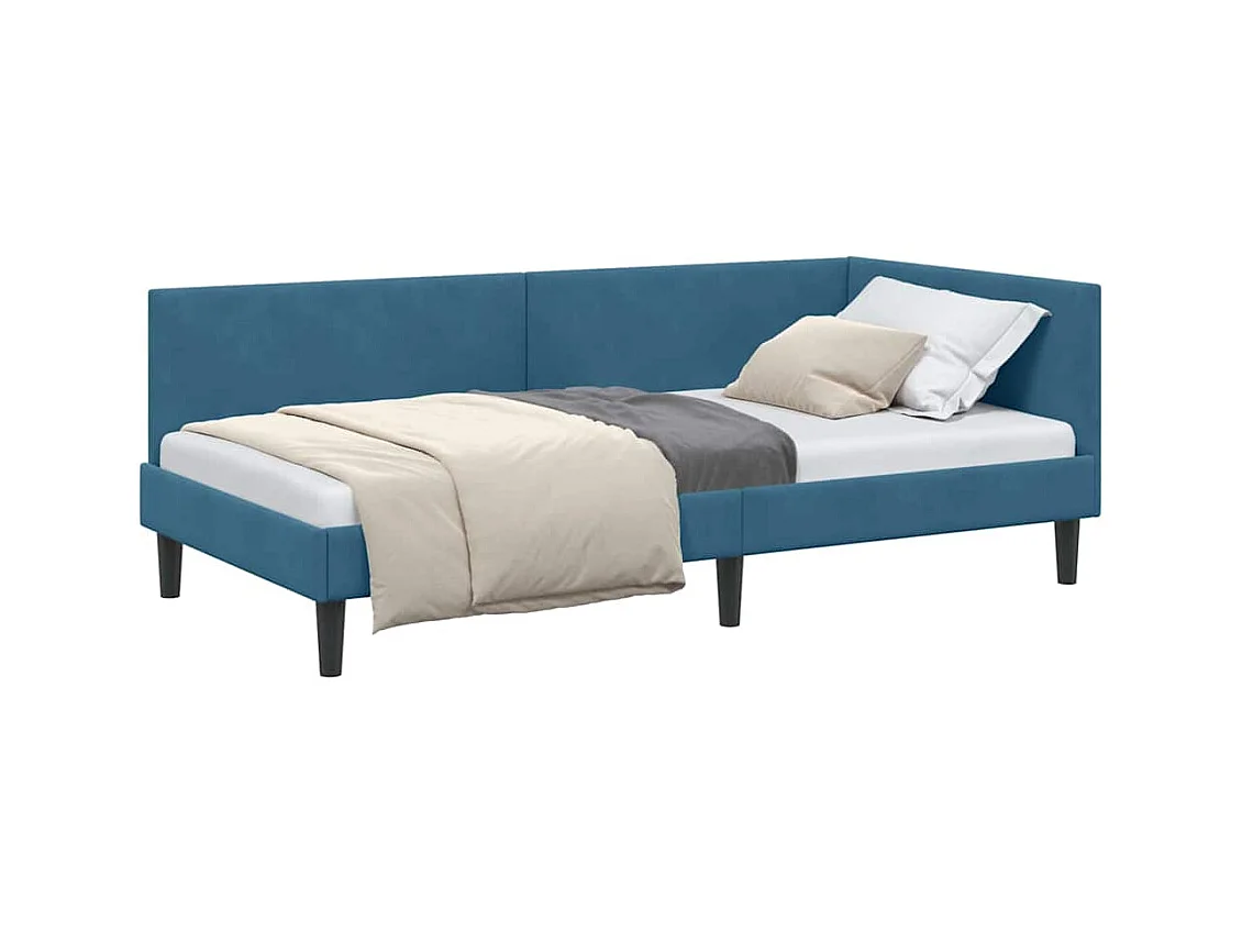 Ander hoekbedframe met hoofdeinde blauw 90 x 200 cm