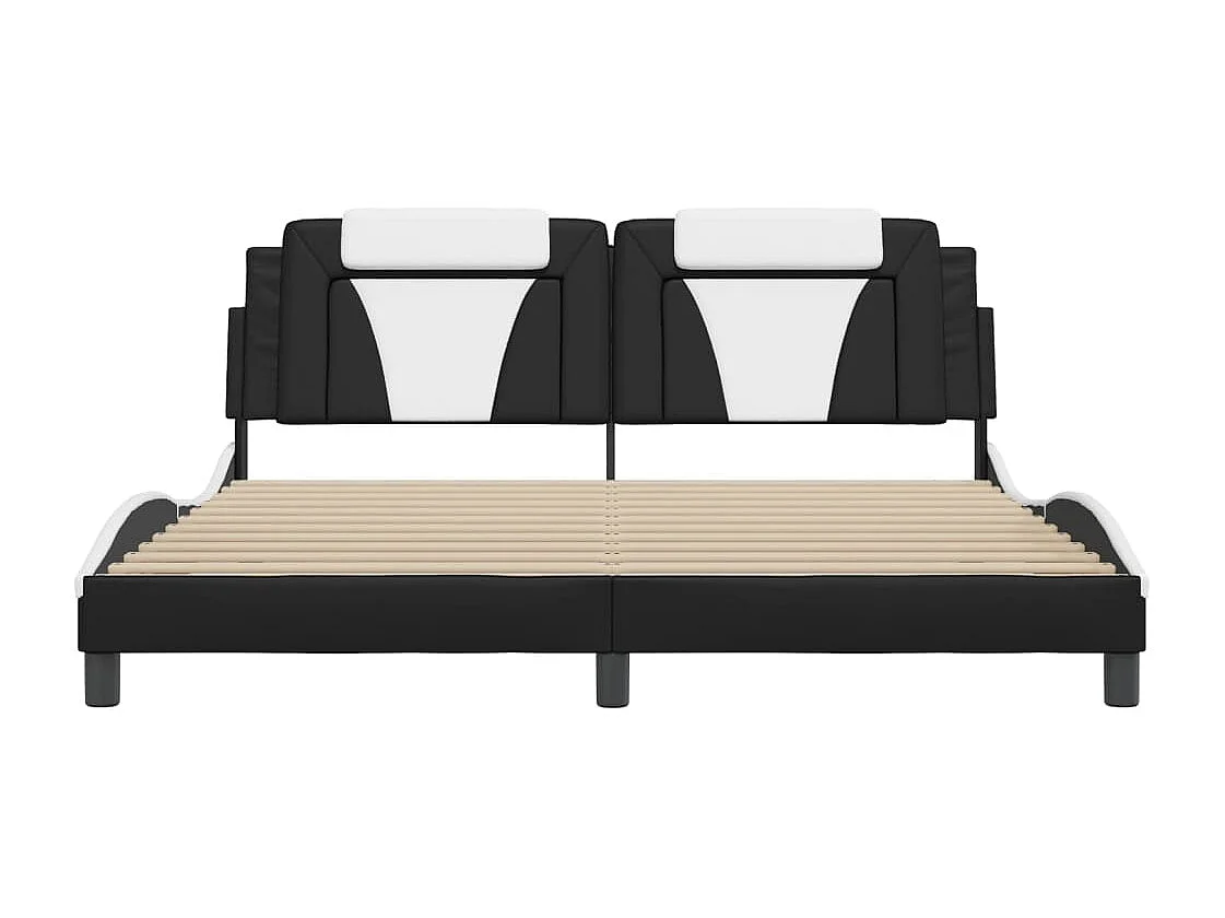 Cadre de lit avec LED sans matelas noir et blanc 180x200 cm