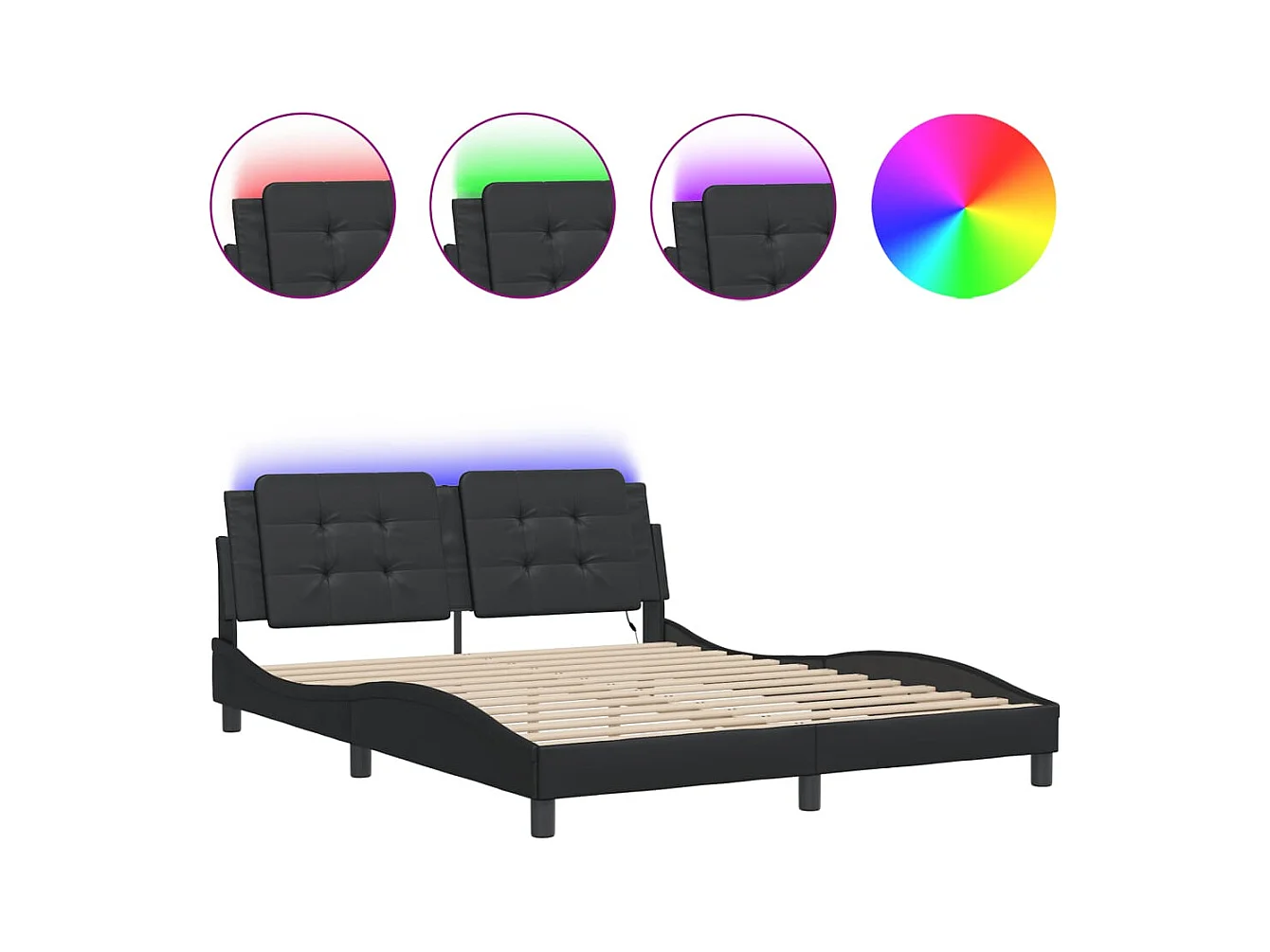 Bedframe met LED zonder matras zwart 160x200 cm