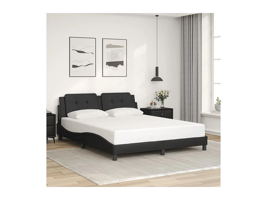 Bedframe met LED zonder matras zwart 160x200 cm