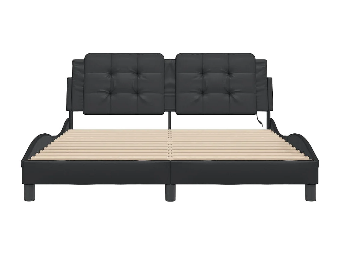 Estructura de cama con LED sin colchón negra 160x200 cm