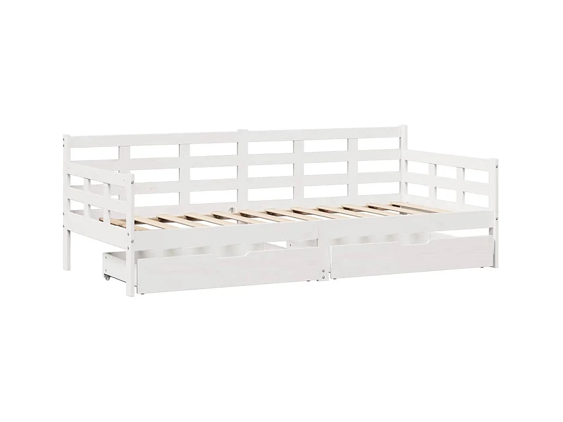 Cama de día y cajones sin colchón blanco 80x200 cm madera maciza