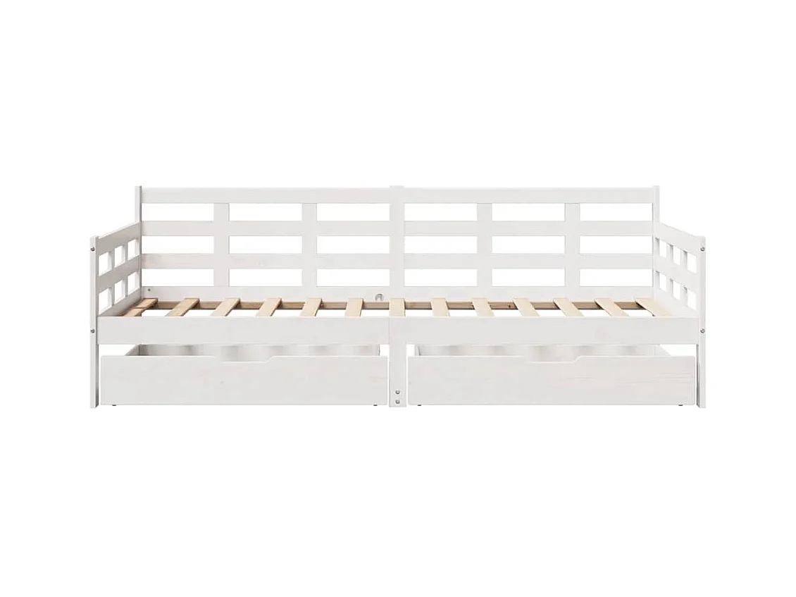 Cama de día y cajones sin colchón blanco 80x200 cm madera maciza