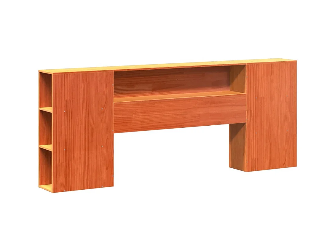 Letto libreria senza materasso, cera marrone, 200x200 cm, pino massiccio