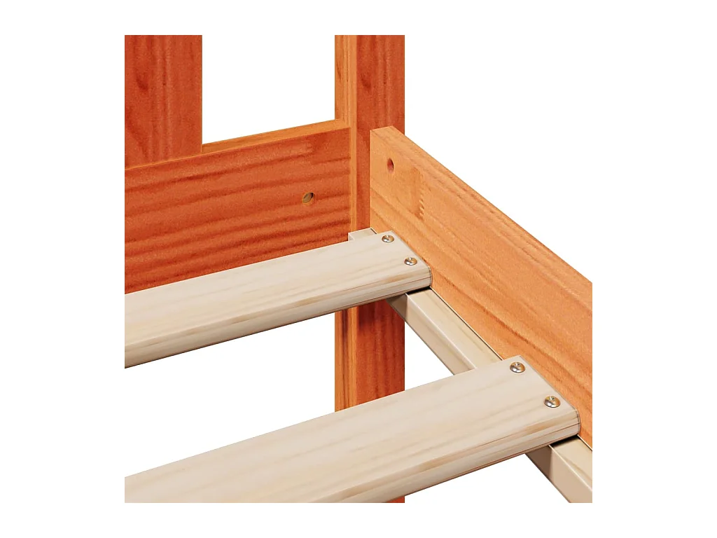 Letto libreria senza materasso, cera marrone, 200x200 cm, pino massiccio