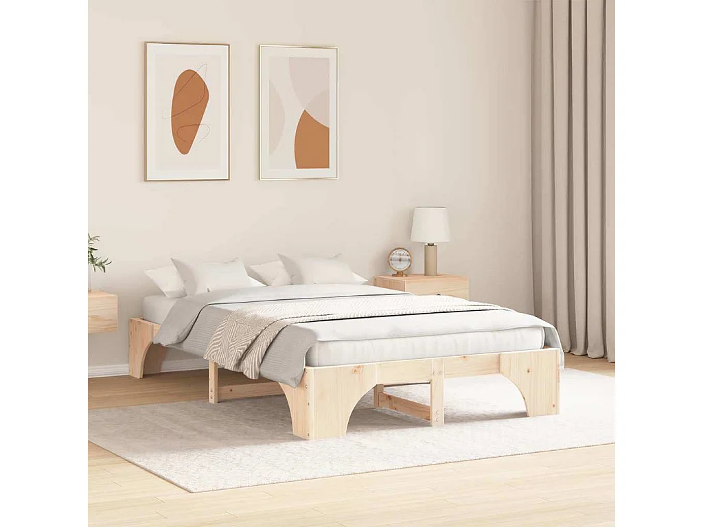 Cadre de lit Pin massif 140 x 190 cm Bois massif en pin