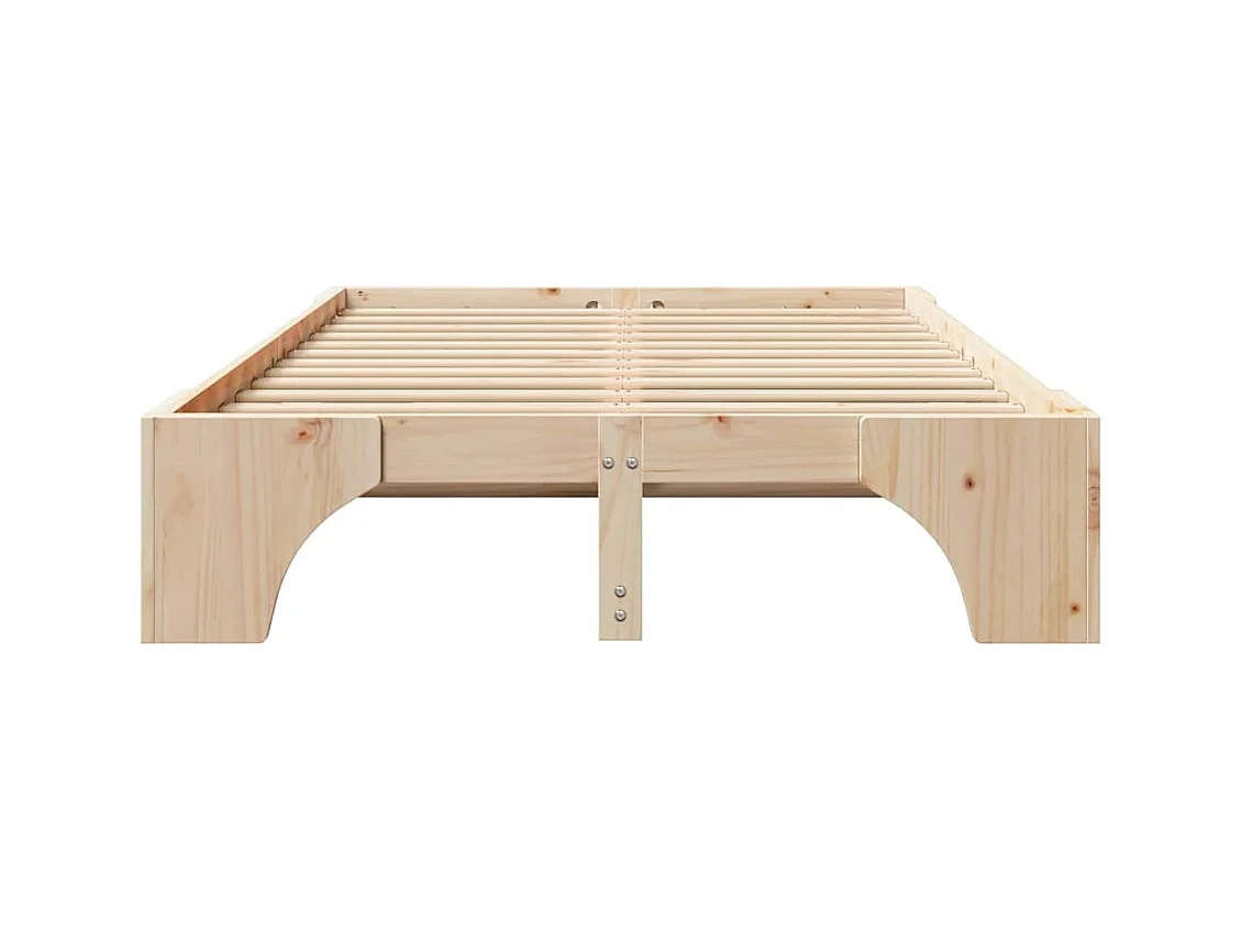 Estructura de cama de pino macizo 140 x 190 cm Madera de pino macizo
