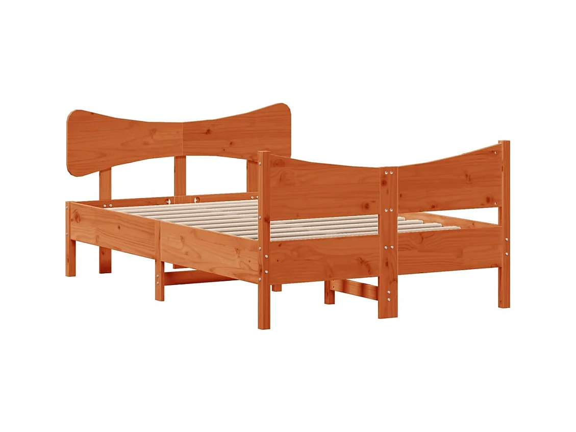 Cadre de lit sans matelas cire marron 120x200cm bois pin massif