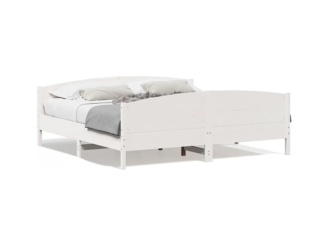 Struttura letto senza materasso bianco 200x200 cm in legno massello di pino