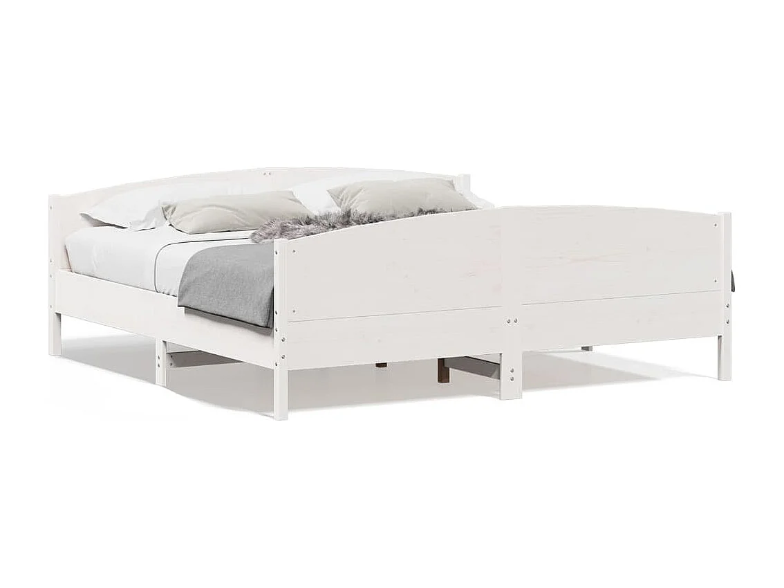 Cadre de lit sans matelas blanc 200x200 cm bois massif de pin