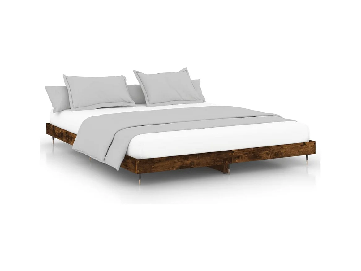 Cadre de lit sans matelas chêne fumé 200x200 cm bois ingénierie