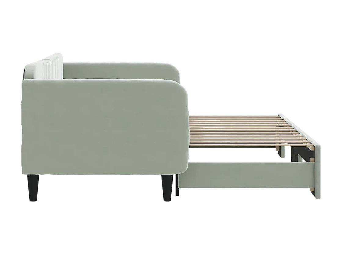 Dagbed met onderschuifbed zonder matras lichtgrijs 90x200 cm