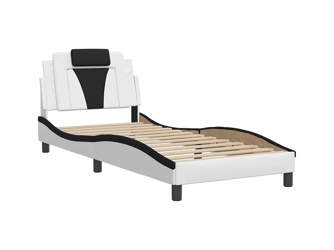 Cadre de lit sans matelas blanc et noir 80x200 cm similicuir