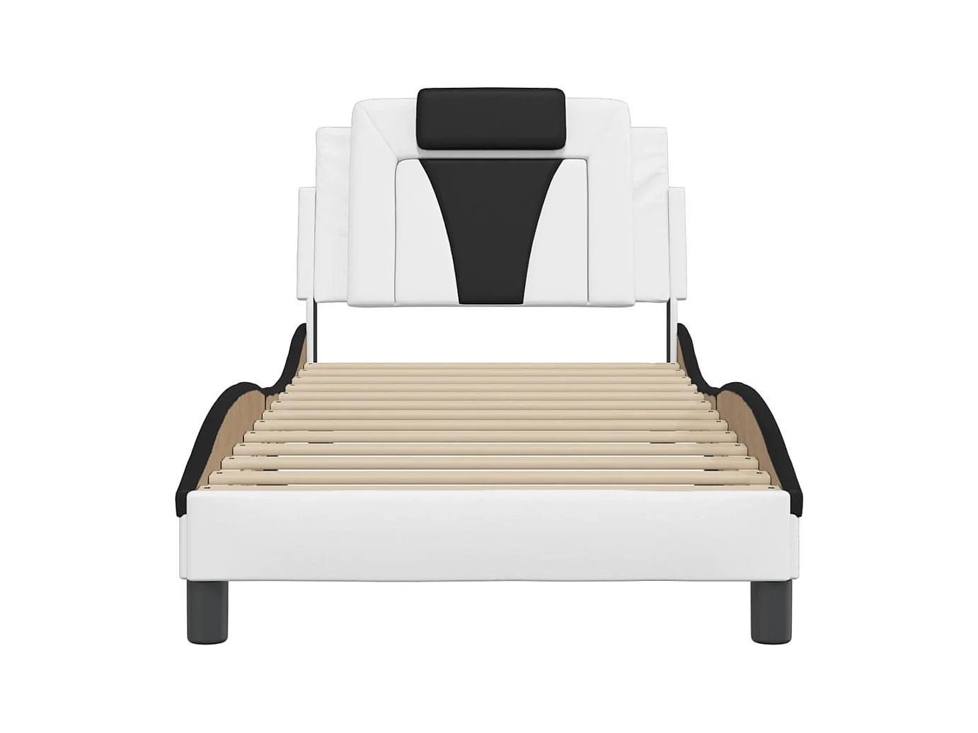 Cadre de lit sans matelas blanc et noir 80x200 cm similicuir