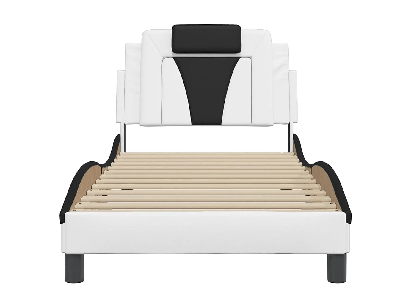 Cadre de lit sans matelas blanc et noir 80x200 cm similicuir