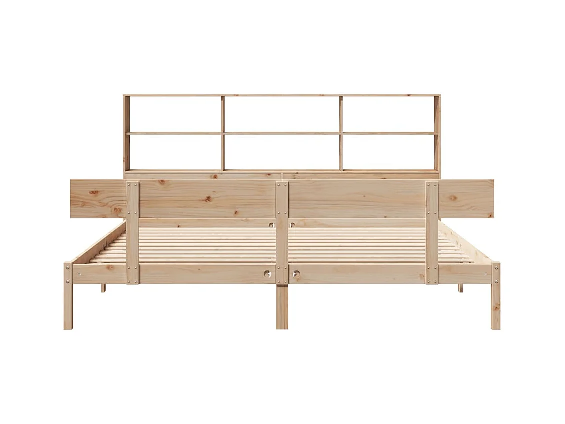 Letto a libreria senza materasso 180x200 cm in legno massello di pino
