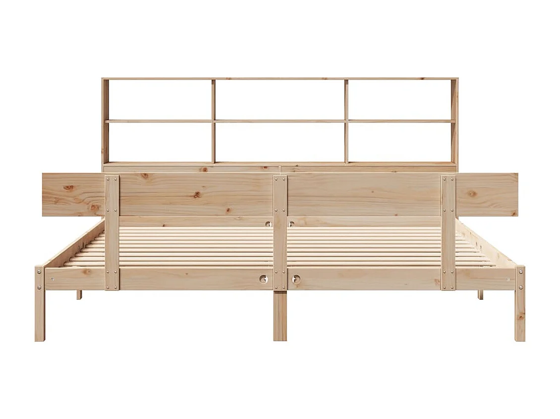 Lit bibliothèque sans matelas 180x200 cm bois massif de pin