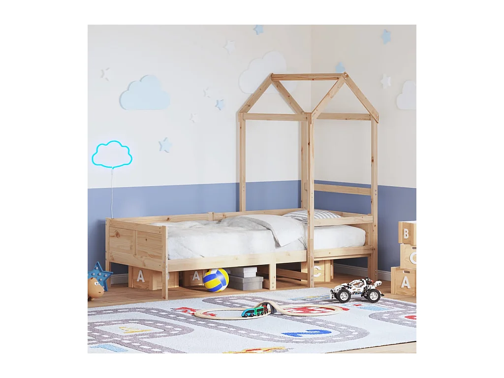 Dagbed met dak zonder matras 80x200 cm massief hout