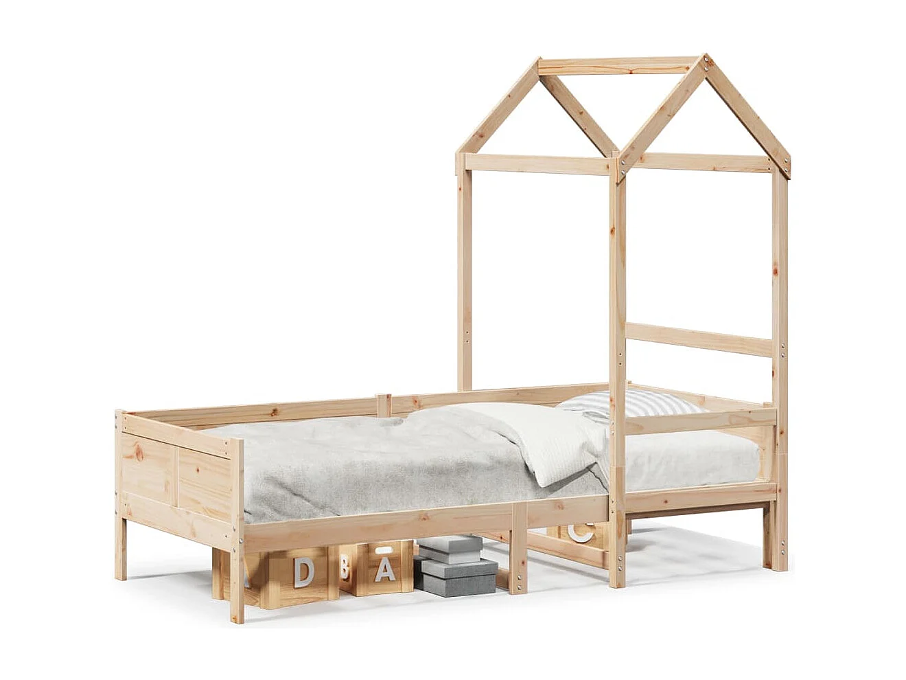 Divano letto con tetto senza materasso 80x200 cm in legno massello