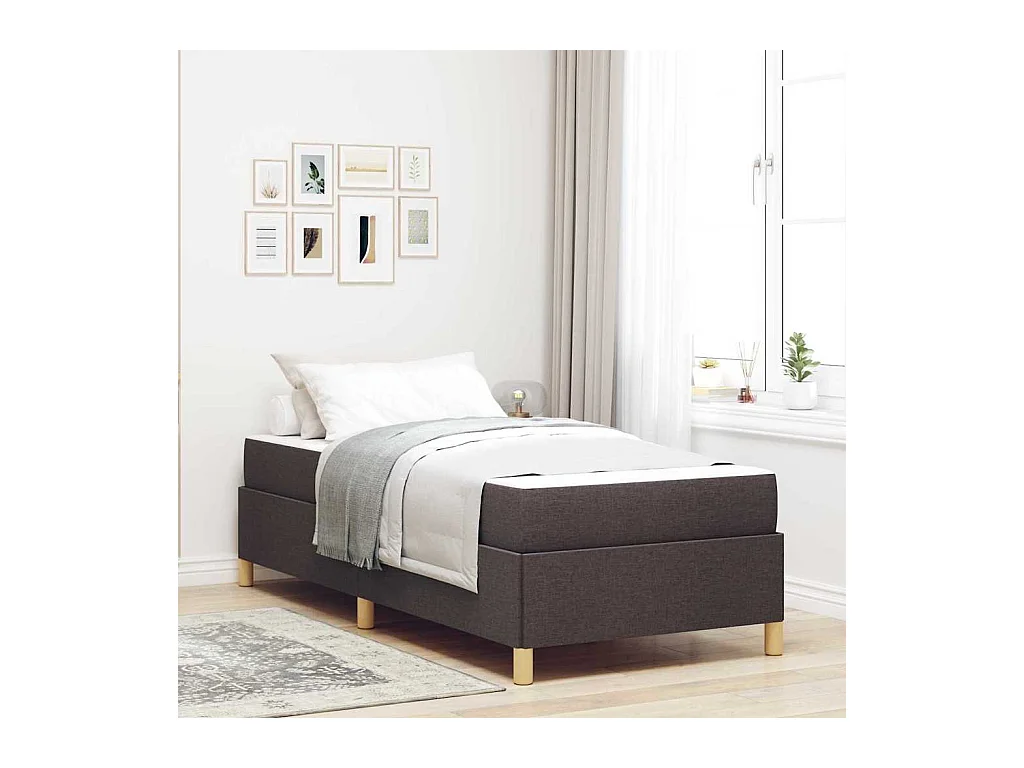 Donkerbruin en wit stoffen boxspringbed van 90 x 200 cm